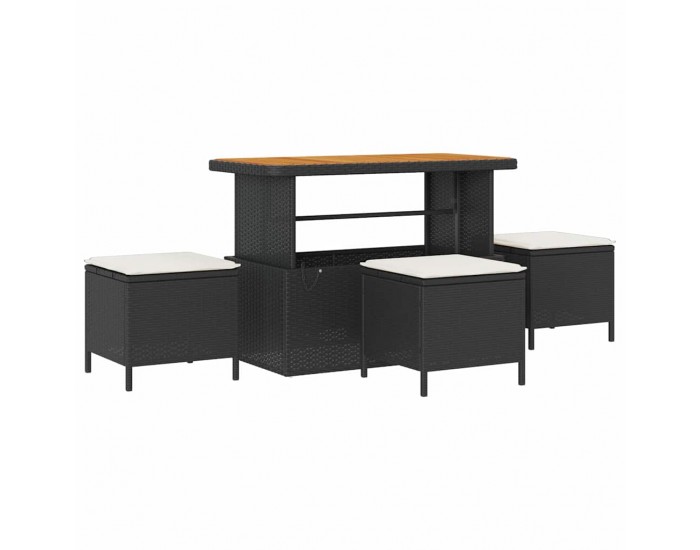 Sonata H Градински Софа Комплект 9 pcs Черен и кремав 110 x 55 x 71 см