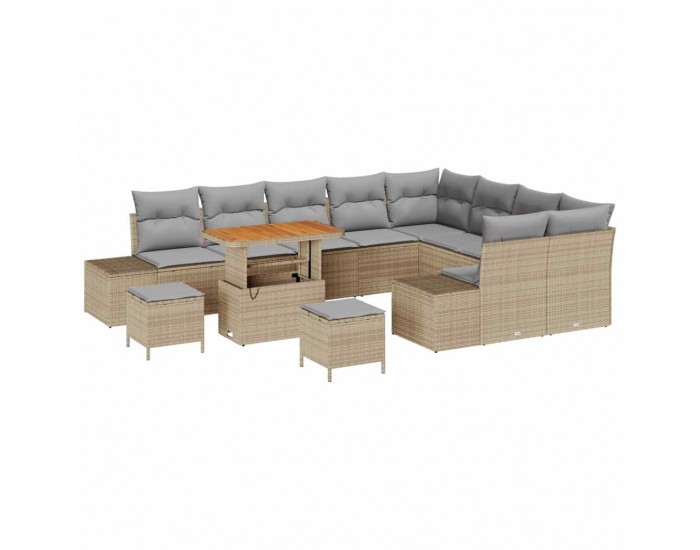 Sonata H Градински Софа Комплект с възглавница 12 pcs Бежов и Светло Сив