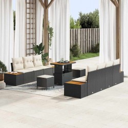 Sonata H Градински Софа Комплект 10 pcs Черен и кремав 90 x 55 x 71 cm - Градински Дивани и Пейки