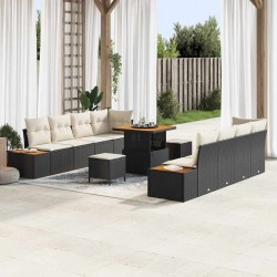 Sonata H Градински Софа Комплект 11 pcs Черен и кремав 80 x 80 x 71 cm - Градински Дивани и Пейки