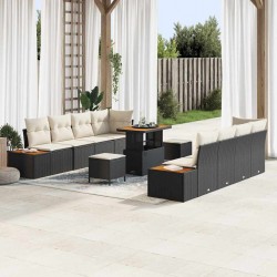 Sonata H Градински Софа Комплект 11 pcs Черен и кремав 90 x 55 x 71 cm - Градински Дивани и Пейки