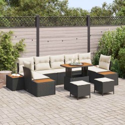 Sonata H Градински Софа Комплект 10 pcs Черен и кремав 90 x 55 x 71 cm - Градински Дивани и Пейки