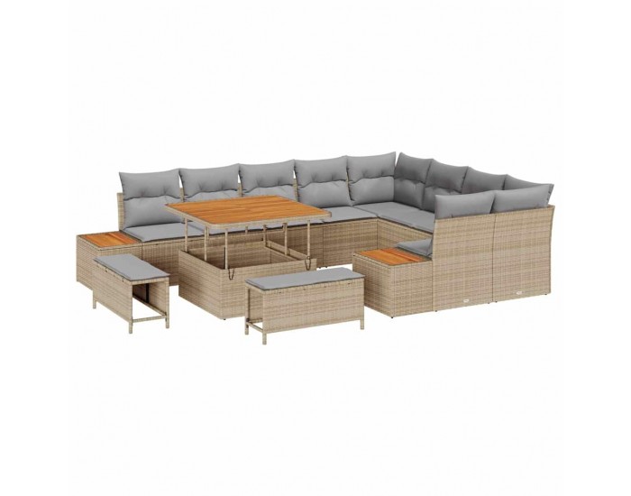 Sonata H Градински Софа Комплект с възглавница 12 pcs Бежово Полиратан