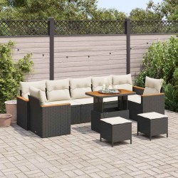 Sonata H Градински Софа Комплект 10 pcs Черно 90 x 55 x 71 cm Полиратан - Градински Дивани и Пейки