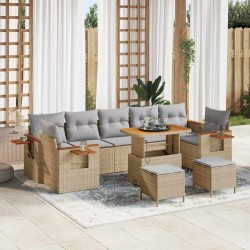 Sonata H Градински Софа Комплект 10 pcs Бежово 90 x 55 x 71 cm Полиратан - Градински Дивани и Пейки