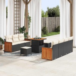 Sonata H Градински Софа Комплект 10 pcs Черен и кремав 80 x 80 x 71 cm - Градински Дивани и Пейки