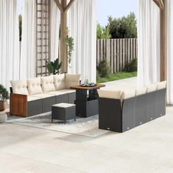 Sonata H Градински Софа Комплект 11 pcs Черен и кремав 90 x 55 x 71 cm - Градински Дивани и Пейки