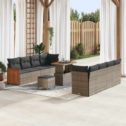 Sonata H Градински Софа Комплект 11 pcs Сив 90 x 55 x 71 cm полиратан - Градински Дивани и Пейки