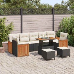 Sonata H Градински Софа Комплект 10 pcs Черен и кремав 90 x 55 x 71 cm - Градински Дивани и Пейки