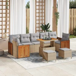 Sonata H Градински Софа Комплект 10 pcs Бежово 90 x 55 x 71 cm полиратан - Градински Дивани и Пейки
