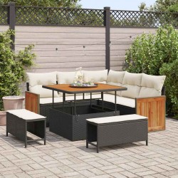 Sonata H Градински Софа Комплект 8 pcs Черен и кремав 100 x 100 x 71 cm - Градински Дивани и Пейки