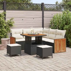 Sonata H Градински Софа Комплект 8 pcs Черен и кремав 80 x 80 x 71 cm - Градински Дивани и Пейки