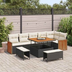 Sonata H Градински Софа Комплект 9 pcs Черен и кремав 100 x 100 x 71 cm - Градински Дивани и Пейки