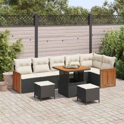 Sonata H Градински Софа Комплект 9 pcs Черен и кремав 80 x 80 x 71 cm - Градински Дивани и Пейки