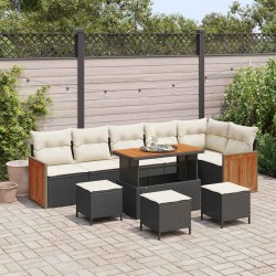 Sonata H Градински Софа Комплект 10 pcs Черен и кремав 110 x 55 x 71 см - Градински Дивани и Пейки