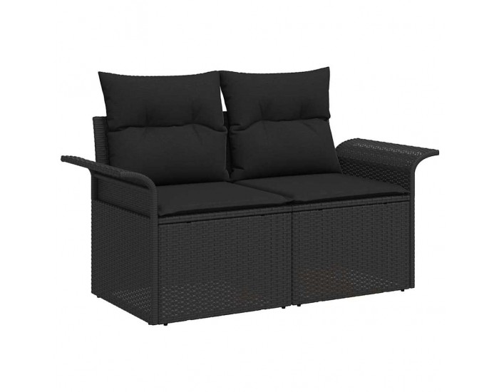 Sonata H Градински диван с възглавница Черно 141 x 62 x 69cm полиратан