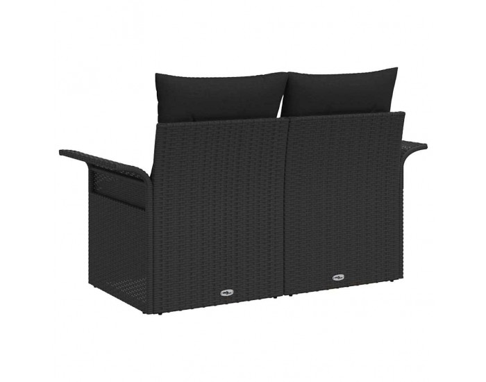 Sonata H Градински диван с възглавница Черно 141 x 62 x 69cm полиратан