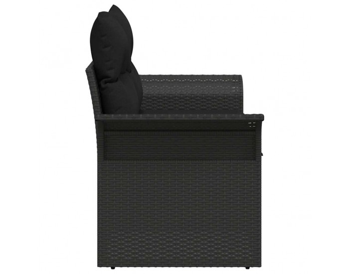 Sonata H Градински диван с възглавница Черно 141 x 62 x 69cm полиратан
