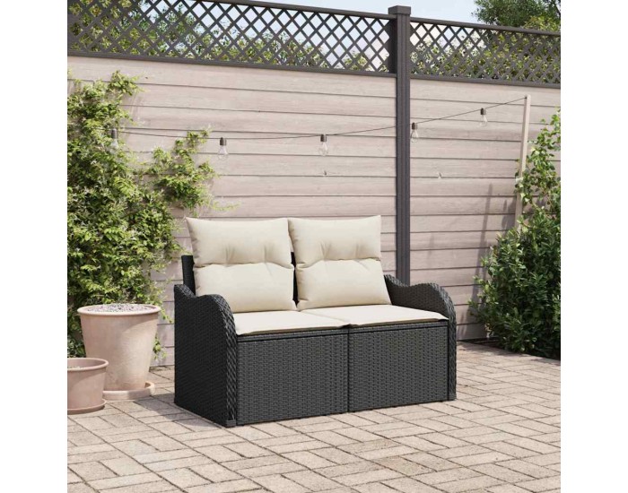 Sonata H Градински диван с възглавница Черно 121 x 62 x 69см полиратан