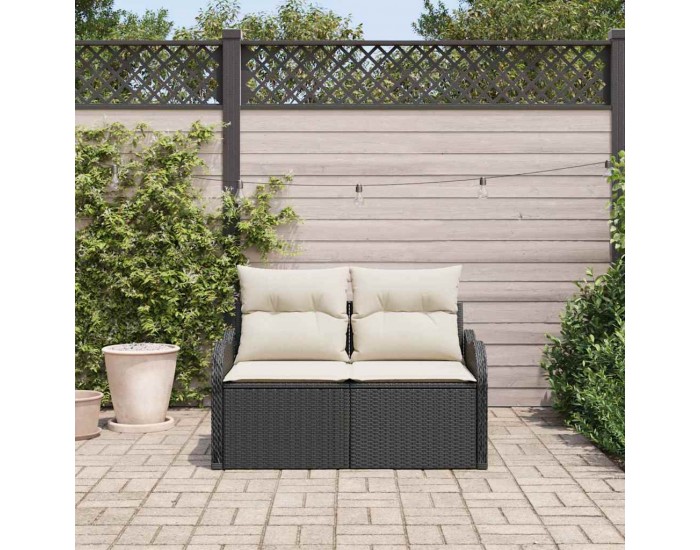 Sonata H Градински диван с възглавница Черно 121 x 62 x 69см полиратан