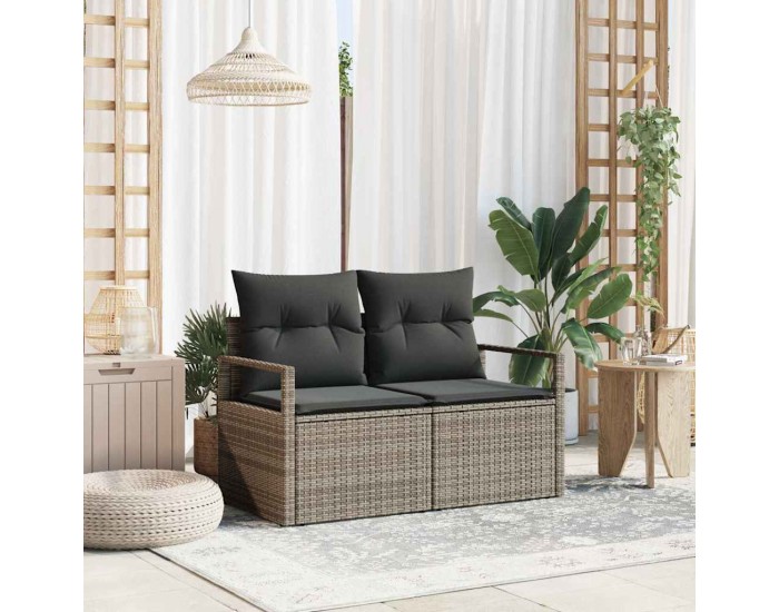 Sonata H Градински диван с възглавница Сив 120 x 62 x 69см полиратан