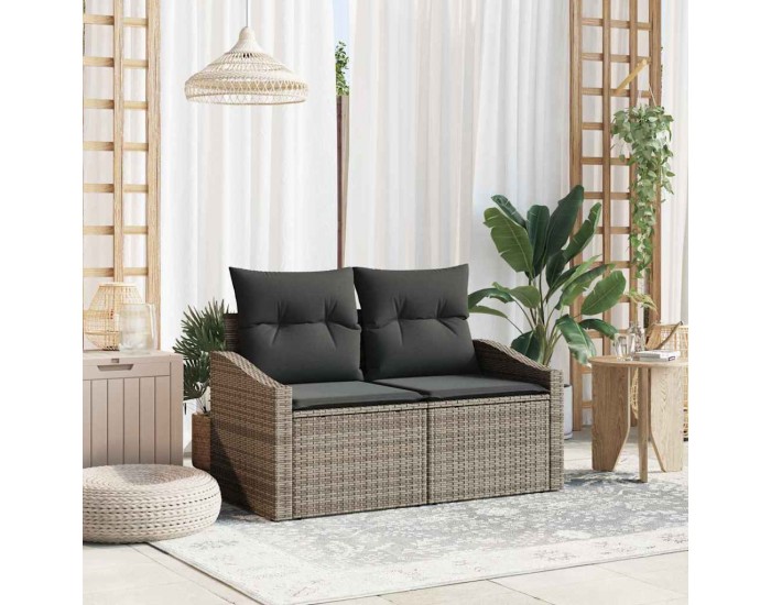 Sonata H Градински диван с възглавница Сив 123 x 62 x 69 см полиратан