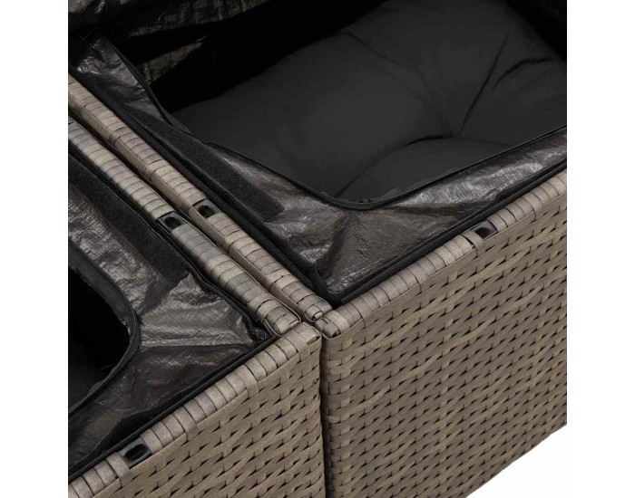 Sonata H Градински диван с възглавница Сив 123 x 62 x 69 см полиратан