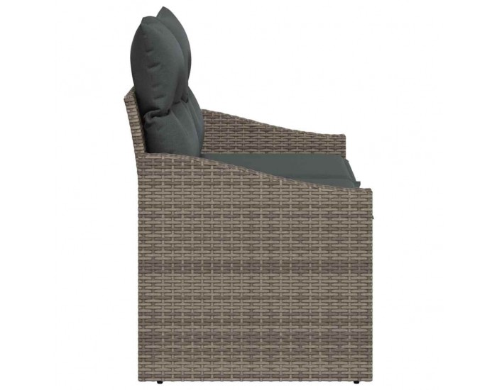 Sonata H Градински диван с възглавница Сив 123 x 62 x 69 см полиратан