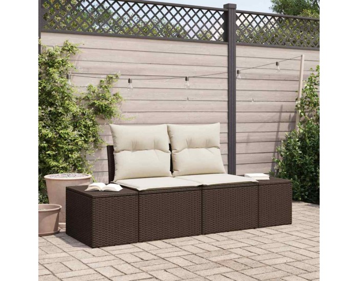 Sonata H Градински диван с възглавница Кафяво 123 x 62 x 69 см полиратан