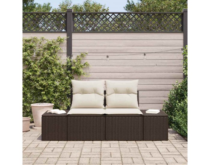 Sonata H Градински диван с възглавница Кафяво 123 x 62 x 69 см полиратан