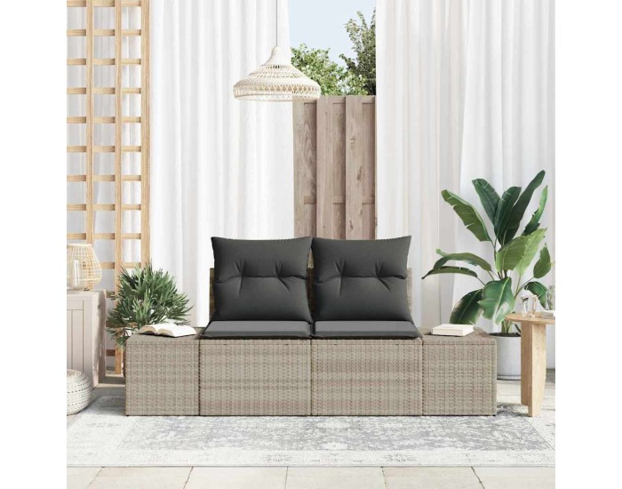 Sonata H Градински диван с възглавница Сив 123 x 62 x 69 см полиратан