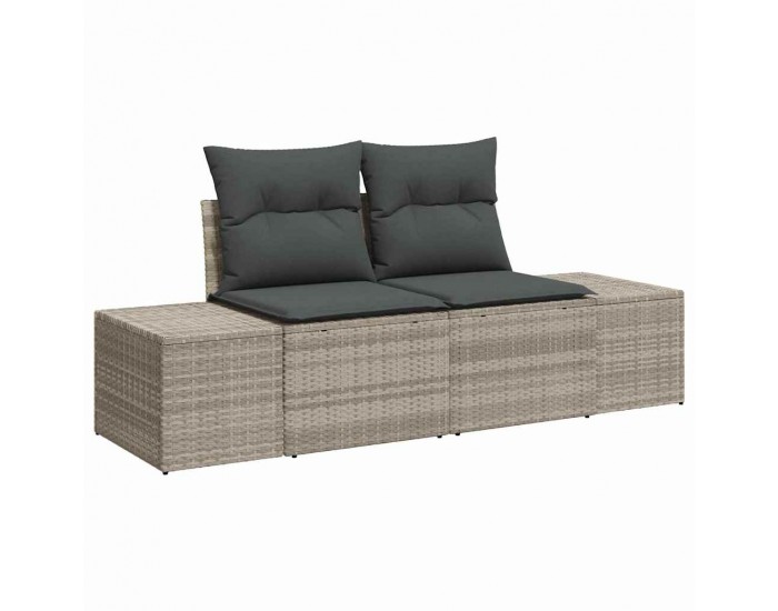 Sonata H Градински диван с възглавница Сив 123 x 62 x 69 см полиратан