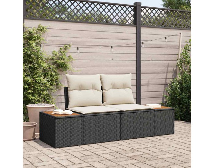 Sonata H Градински диван Черно 184 x 62 x 85см полиратан