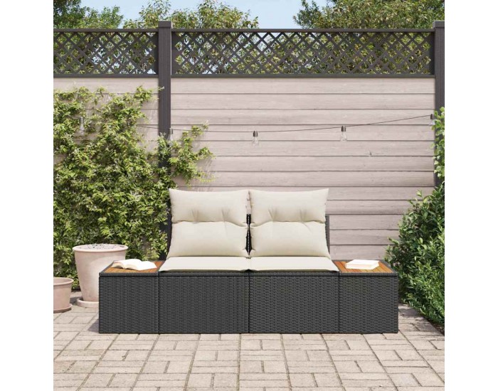 Sonata H Градински диван Черно 184 x 62 x 85см полиратан