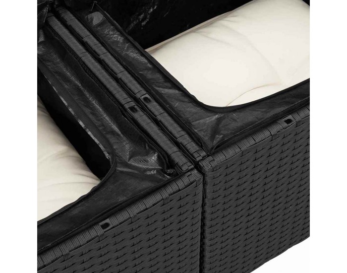 Sonata H Градински диван Черно 184 x 62 x 85см полиратан