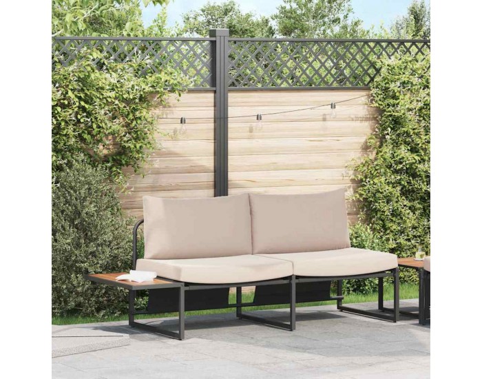 Sonata H Градински диван с възглавница Кафяво 200.5 x 70 x 85.5 см Метал