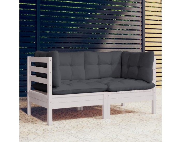 Sonata H 2-местен градински диван с възглавници антрацит, бор масив