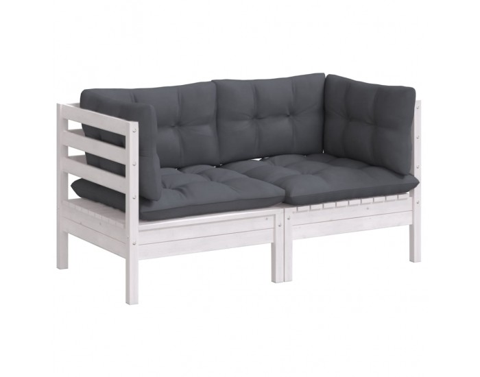 Sonata H 2-местен градински диван с възглавници антрацит, бор масив