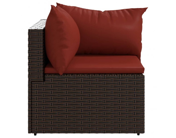 Sonata H Градински ъглов диван с възглавници, кафяв, полиратан