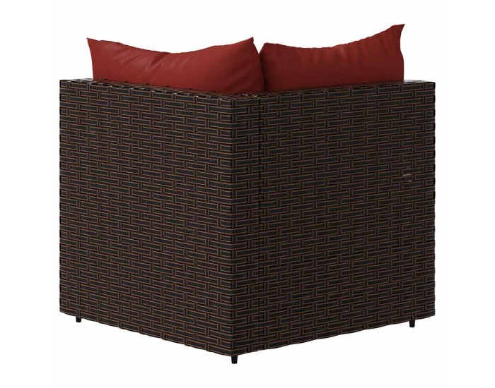 Sonata H Градински ъглов диван с възглавници, кафяв, полиратан