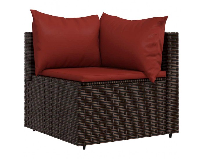 Sonata H Градински ъглов диван с възглавници, кафяв, полиратан