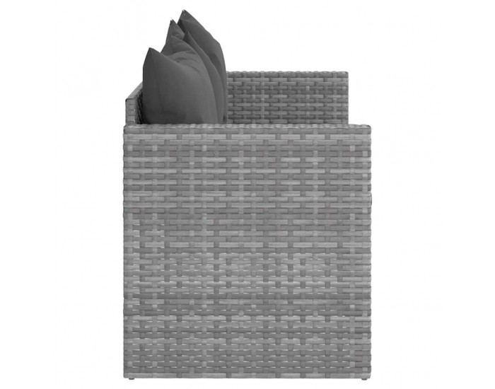 Sonata H 3-местен градински диван с възглавници, сив, полиратан