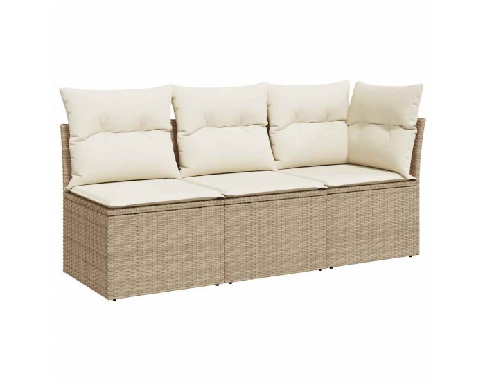 Sonata H Градински диван с възглавници 3-местен бежов полиратан