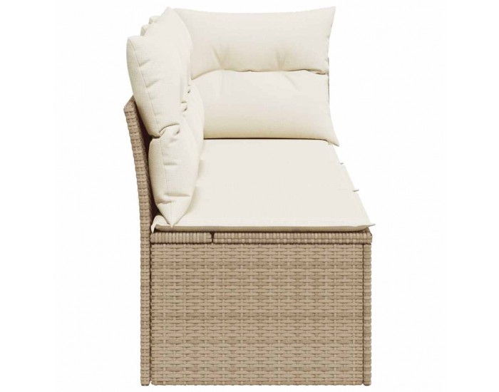 Sonata H Градински диван с възглавници 3-местен бежов полиратан