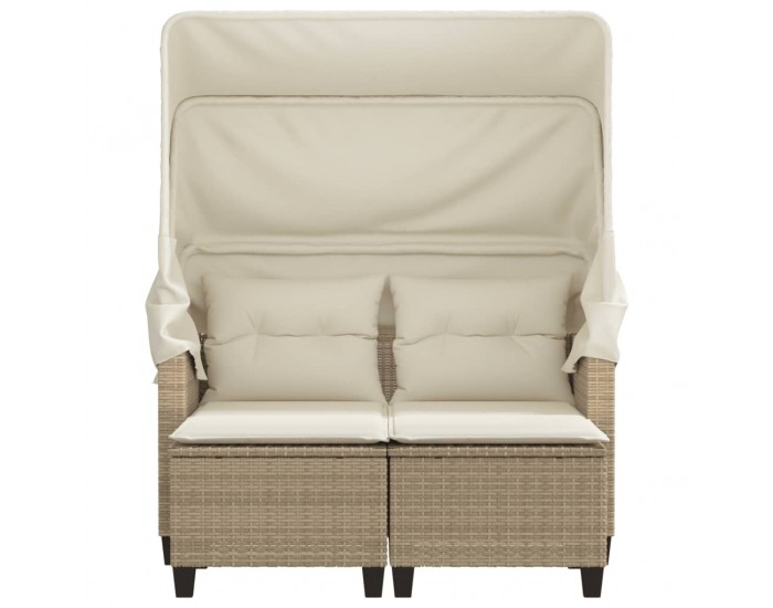 Sonata H 2-местен градински диван със сенник и табуретки бежов полиратан