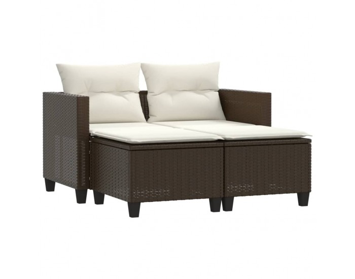 Sonata H 2-местен градински диван с табуретки кафяв полиратан