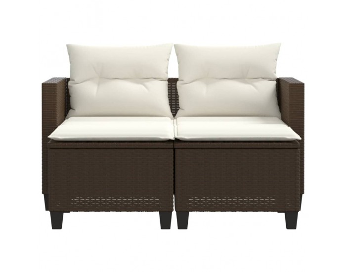 Sonata H 2-местен градински диван с табуретки кафяв полиратан