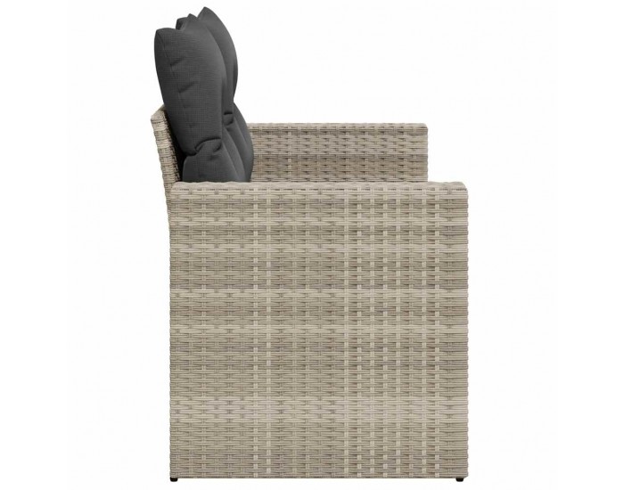 Sonata H Градински диван с възглавници 2-местен светлосив полиратан