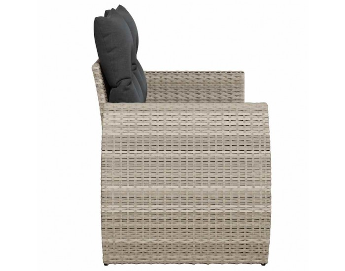 Sonata H Градински диван с възглавници 2-местен светлосив полиратан