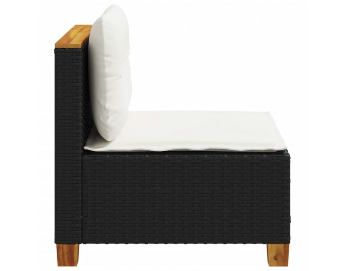 Sonata H Градинско кресло без подлакътници с възглавници черен полиратан